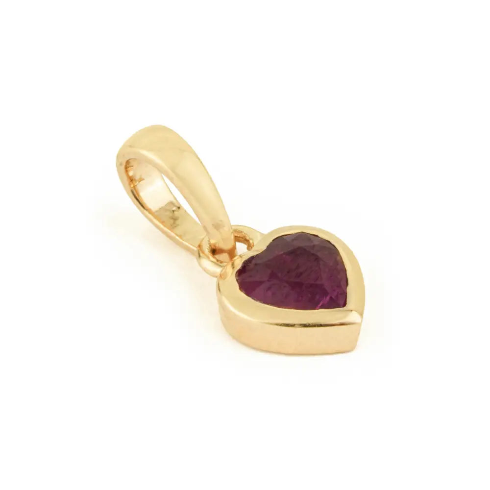 14K Real Yellow Gold Ruby Mini Heart Shape Pendant Minimalist Jewelry Gift For Girlfriend