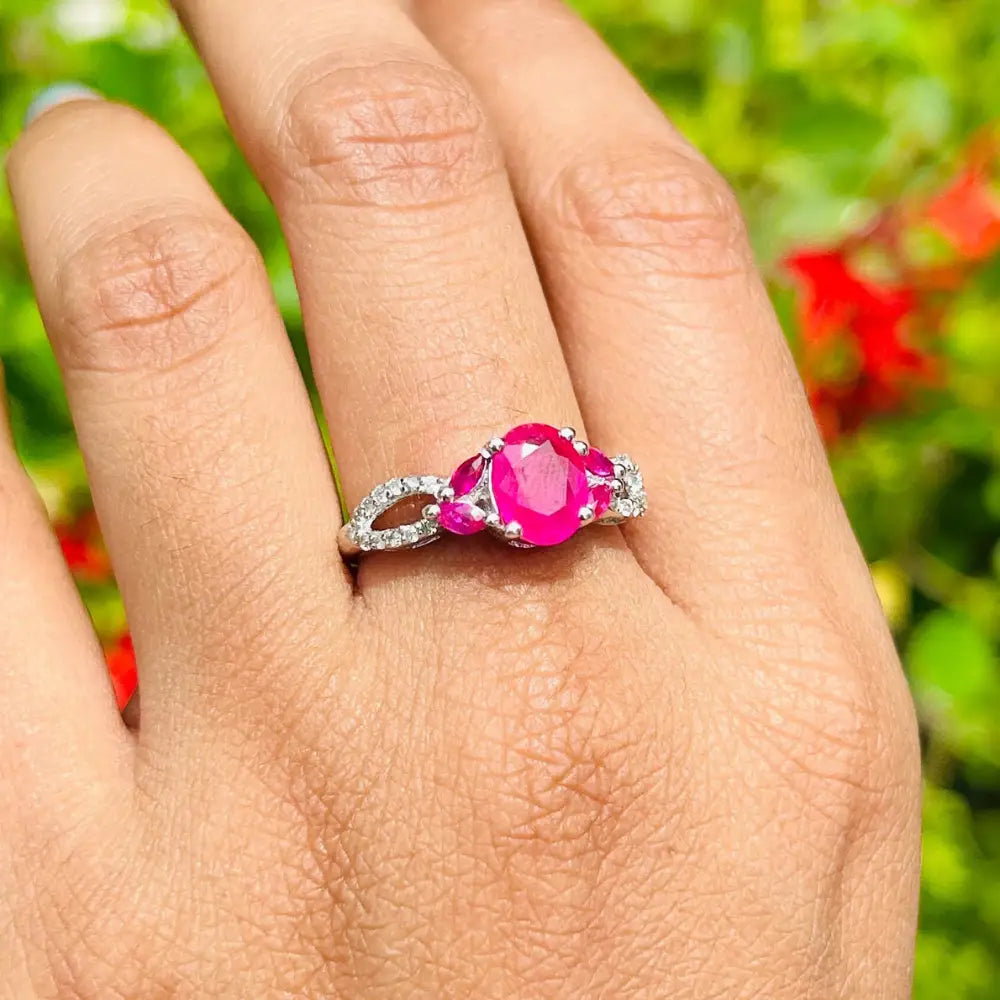 Superior Quality Top Seller Ruby & American Diamond July Birthstone Ring For Valentine's Day Gift