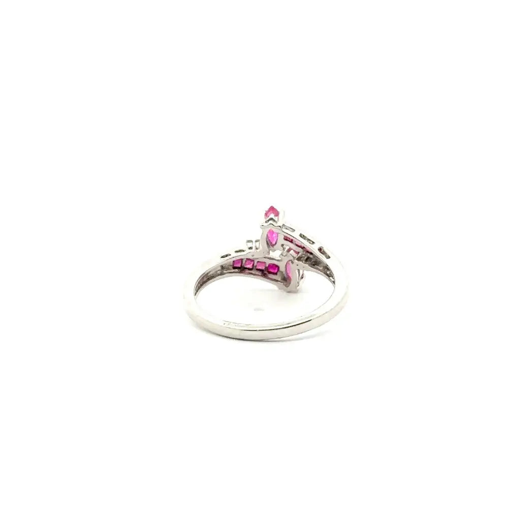 High Quality Natural Ruby & American Diamond Simple Ring Set In 925 Sterling Silver Fine Jewelry