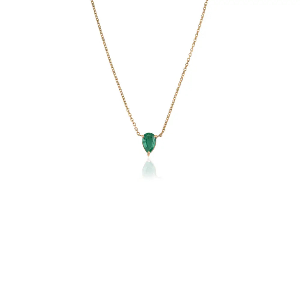Dainty Minimal Emerald 18K Real Yellow Gold Single Stone Pendant Necklace New Arrivals Jewelry