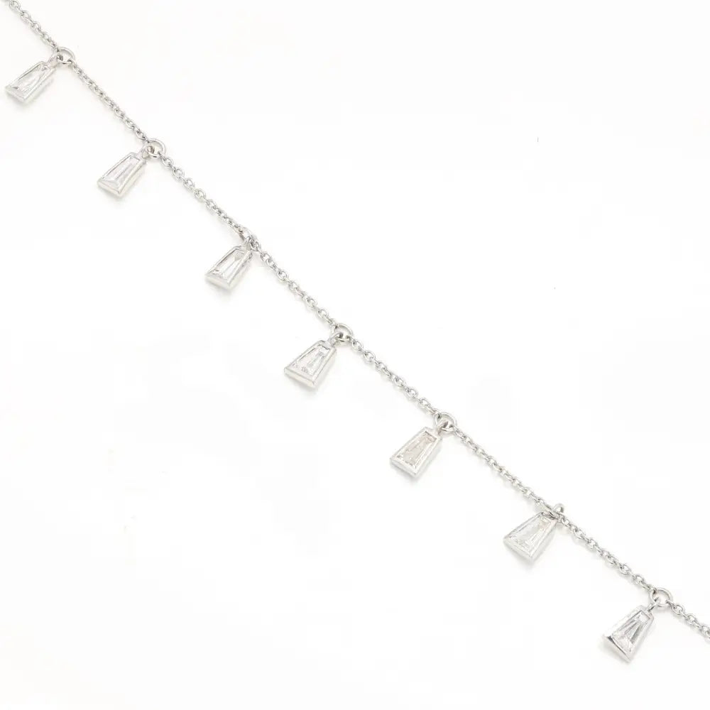 Fashion Jewelry Natural Diamond 18K Solid White Gold Long Chain Bracelets