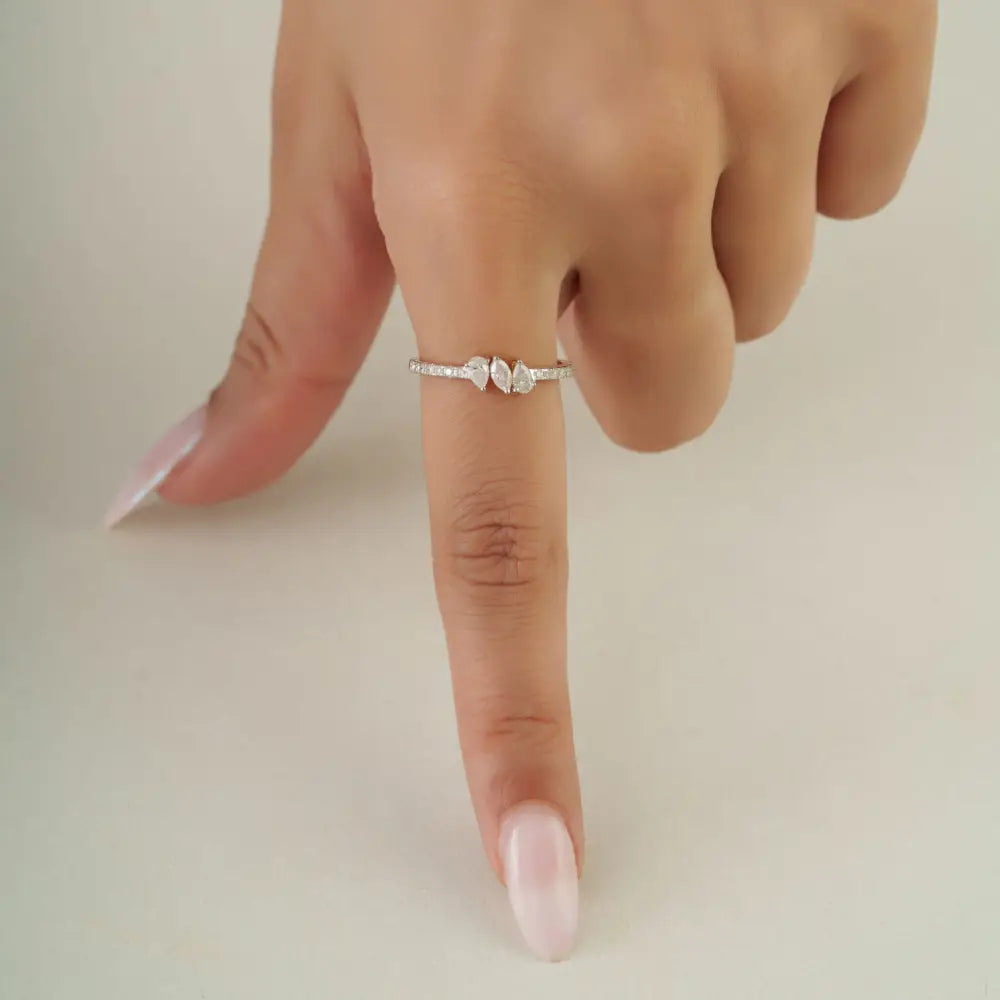 Minimalist 0.42ct. Natural Diamond Stacking Band Ring Fine 14K Original Yellow Gold Jewelry