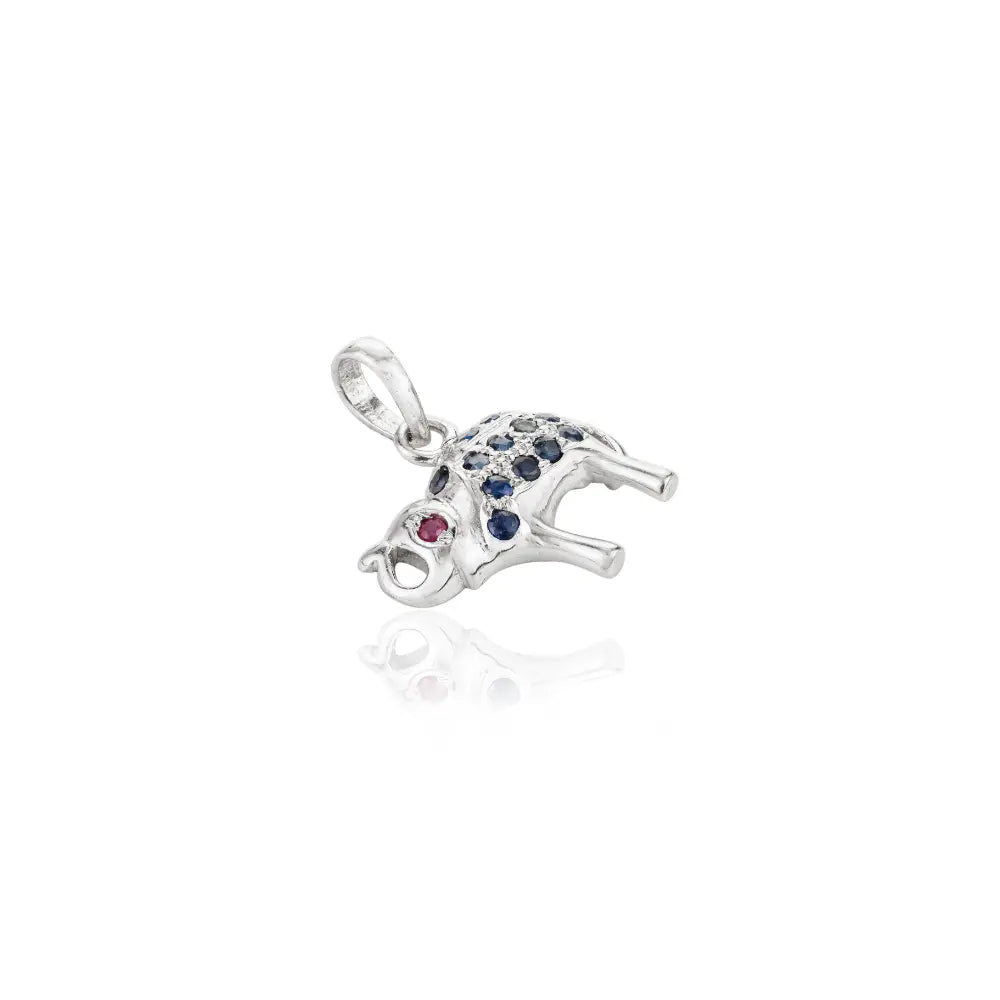 Wholesale 925 Sterling Silver Natural Ruby & Blue Sapphire Elephant Shape Pendant Gift For Her