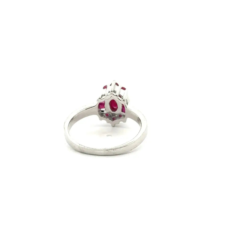 Best Selling Products Fine Ruby Cluster Ring Set In Prong Setting For Daily Wear