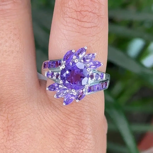 Delicate Modern Design Real Amethyst Febuary Birthstone Ring For Men Unique Jewelry