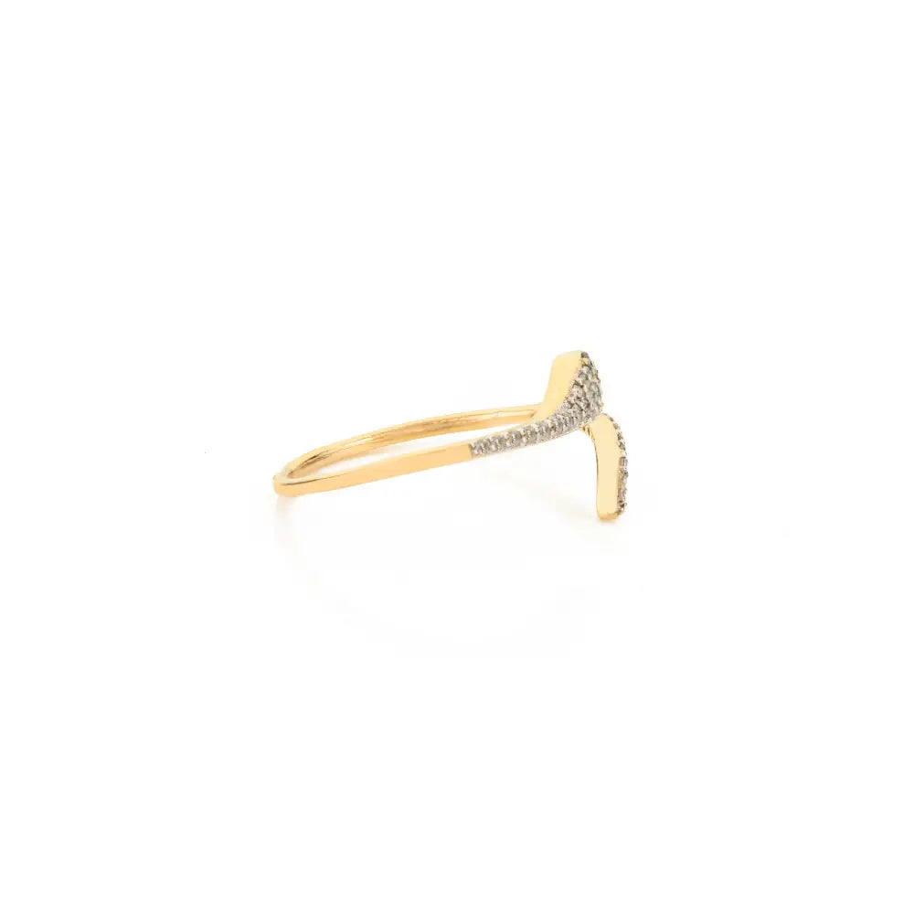 Minimalist Natural White & Black Diamond Snake Ring For Unisex 14K Yellow Gold Animal Jewelry