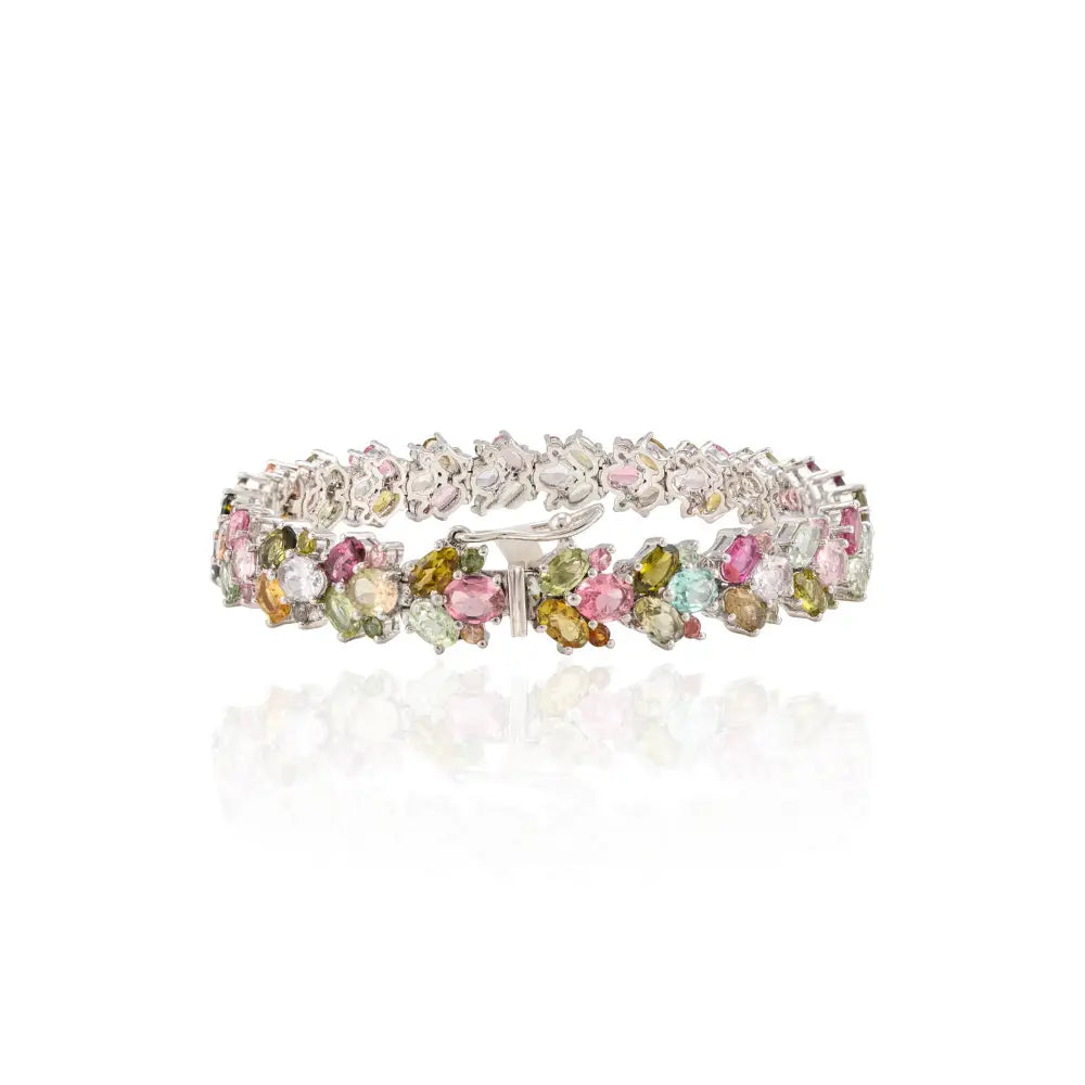 High Grade Jewelry New Trendy Products Multi Tourmaline Tennis Bracelet For Wedding Accessories