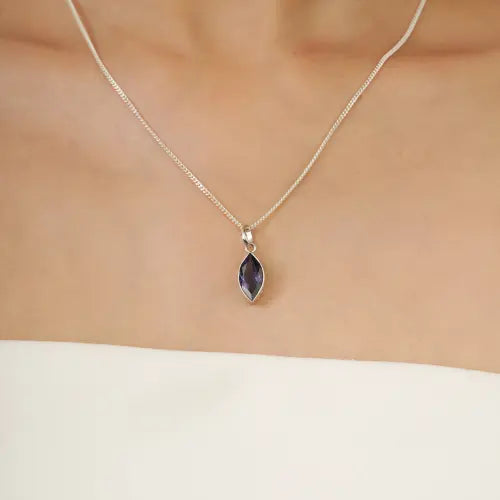 Bezel Set Marquise Cut Natural Iolite 925 Sterling Silver Pendant Jewelry For Women's