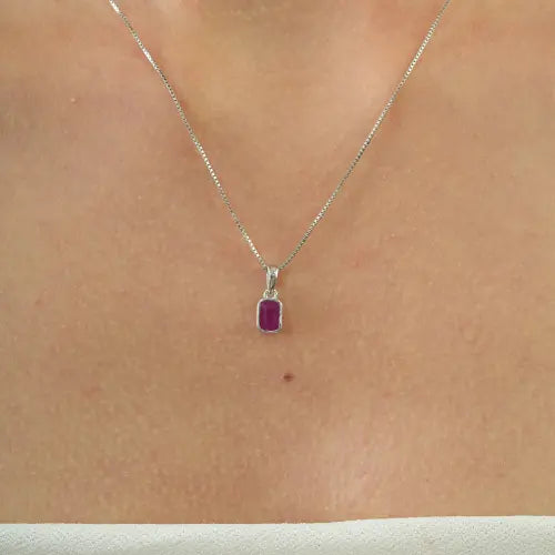 Simple Design 925 Sterling Silver Natural Ruby July Birthstone Pendant Jewelry For Women's