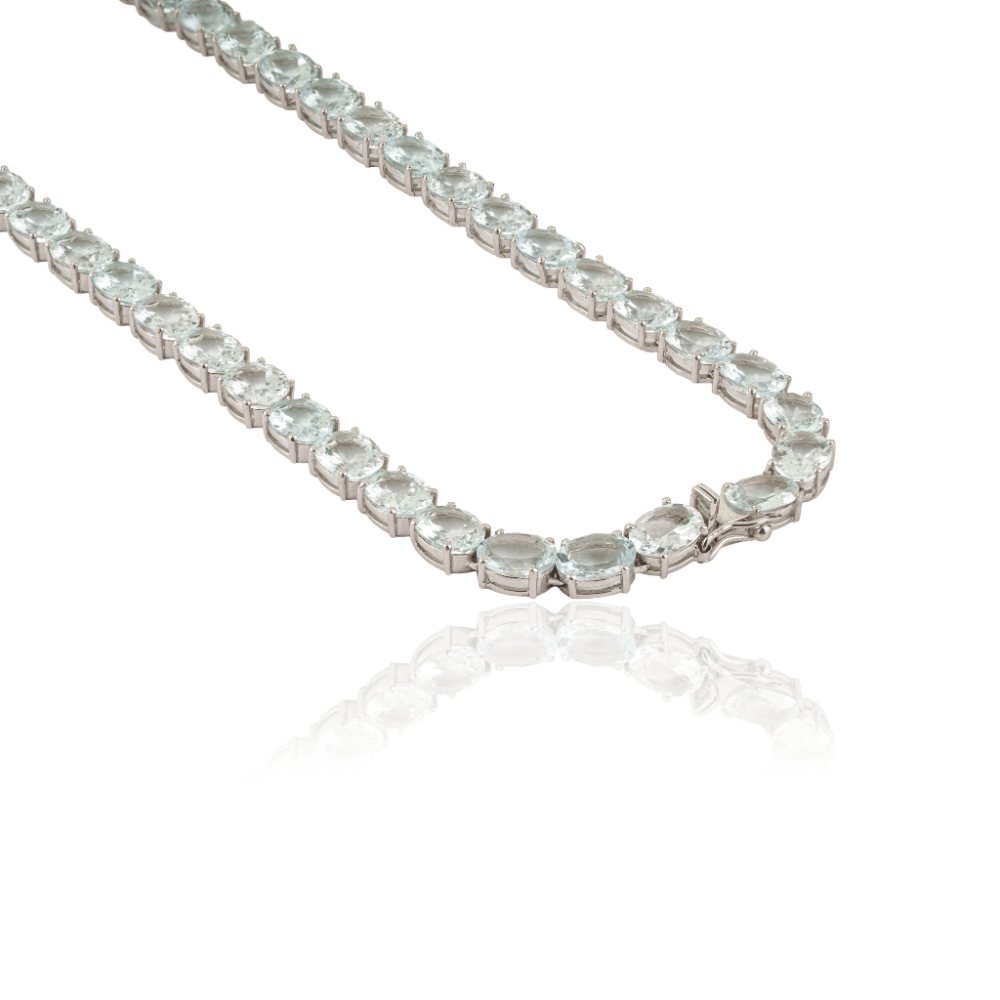 Stunning 925 Pure Silver Classic Tennis Necklace & Earrings Set Fine Jewelry For Women's