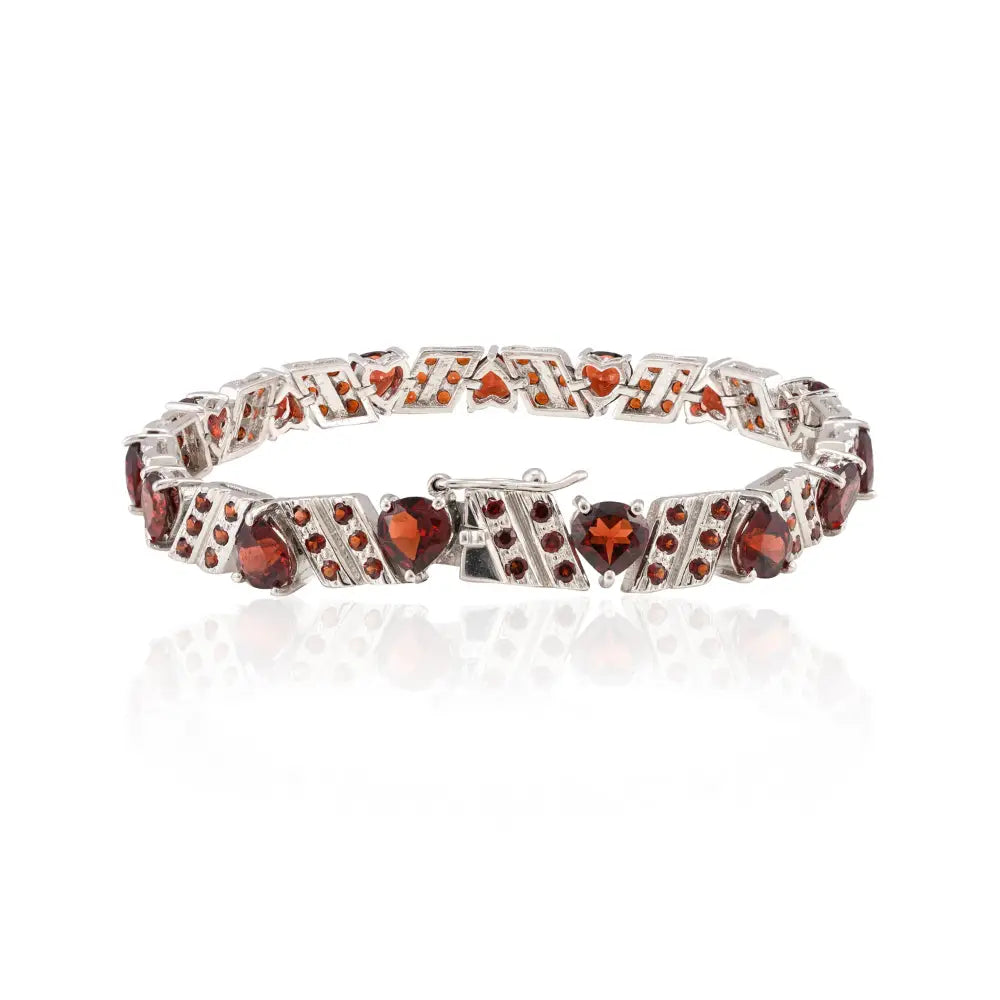 Heart & Round Shape Genuine Garnet Tennis Bracelet For Women High Grade Jewelry Manufacturer