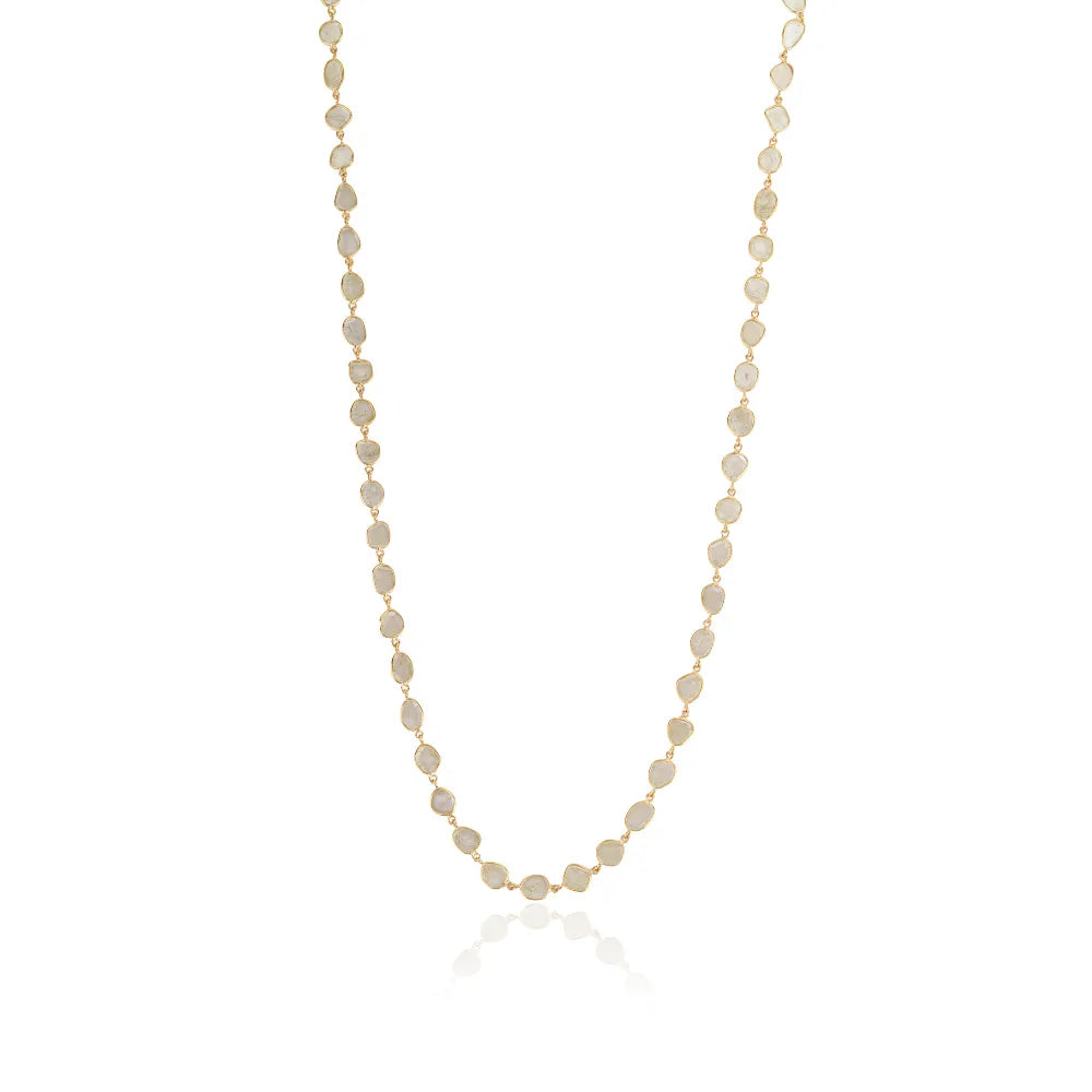 Latest New Arrivals 18K Yellow Gold Genuine Polki Diamond Stackable Station Necklace Anniversary Gift