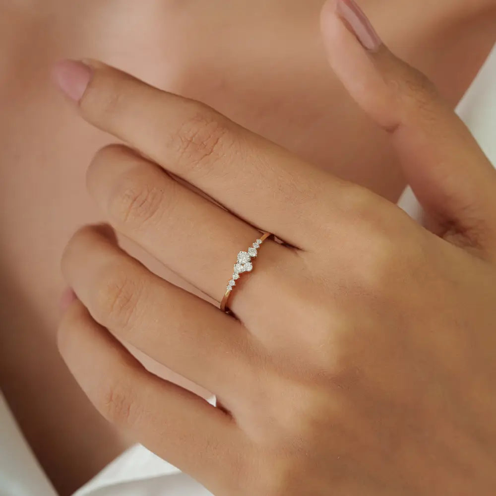 Simple Round Cut Diamond 14K Solid Yellow Gold Fine Stacking Ring Sparkle Jewelry Supplier