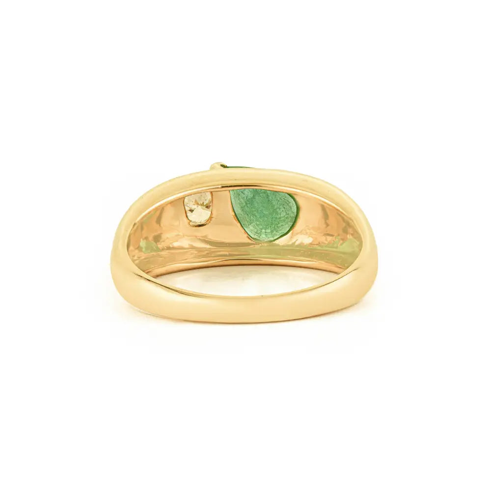 Bold Jewelry Genuine Emerald & Diamond Toi et Moi Statement Dome Ring For Men's Jewelry