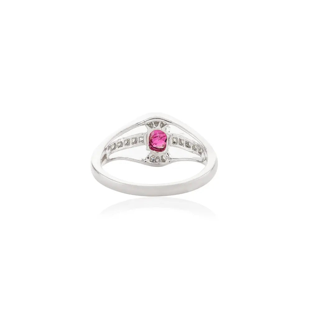 100% Natural Ruby & Diamond 14K Solid White Gold Wedding Ring Fine Jewelry