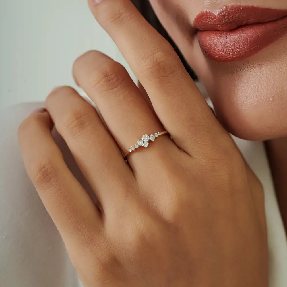Simple Round Cut Diamond 14K Solid Yellow Gold Fine Stacking Ring Sparkle Jewelry Supplier