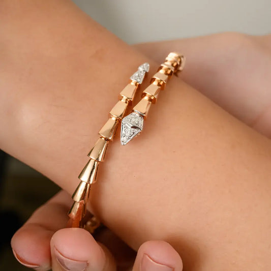 Buy Stylish 18k Rose Gold 100% Natural Diamond Serpenti Cuff Bracelet Unique Jewelry