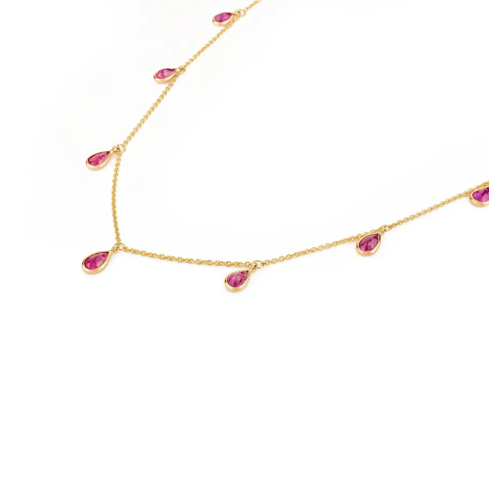 100% Natural 2.5ct. Ruby Gemstone Simple Charm Necklace Anniversary Gift 14K Yellow Gold