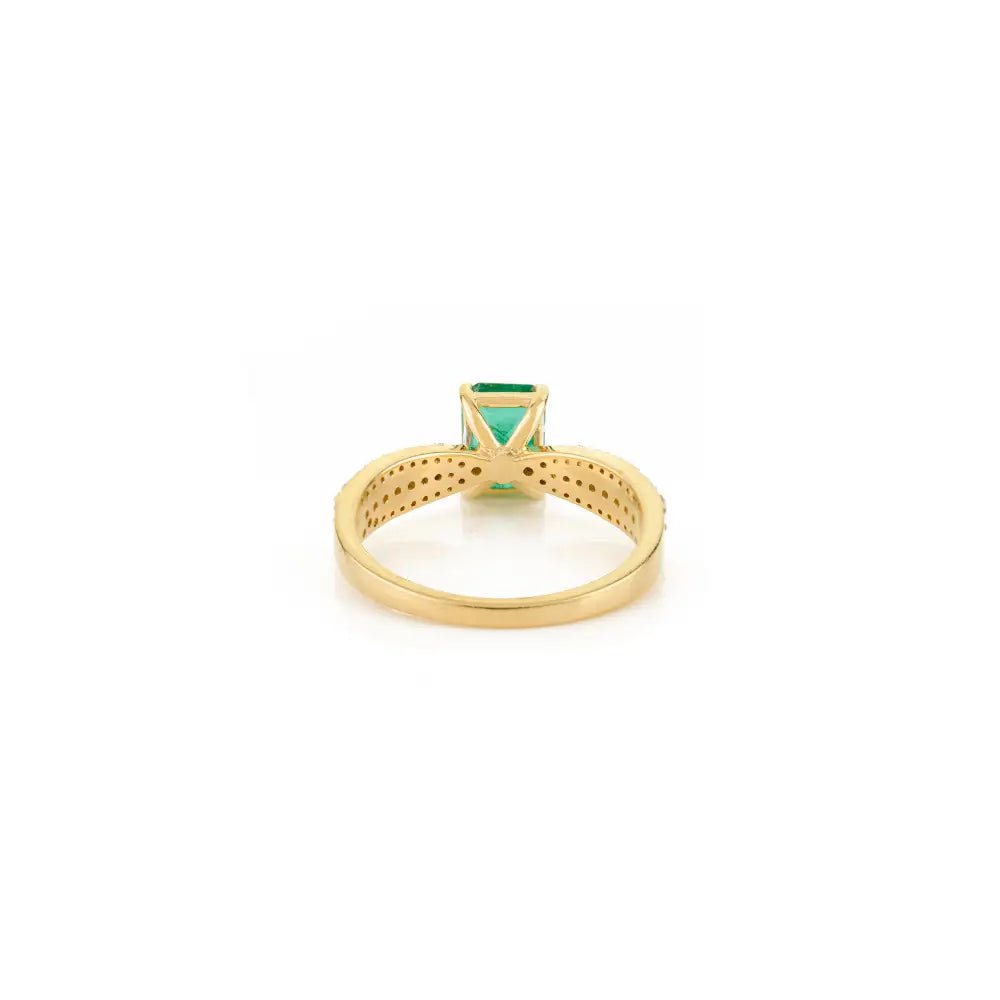 Trending Design Solid K14 Yellow Gold Emerald & Diamond Wedding Ring Custom Jewelry