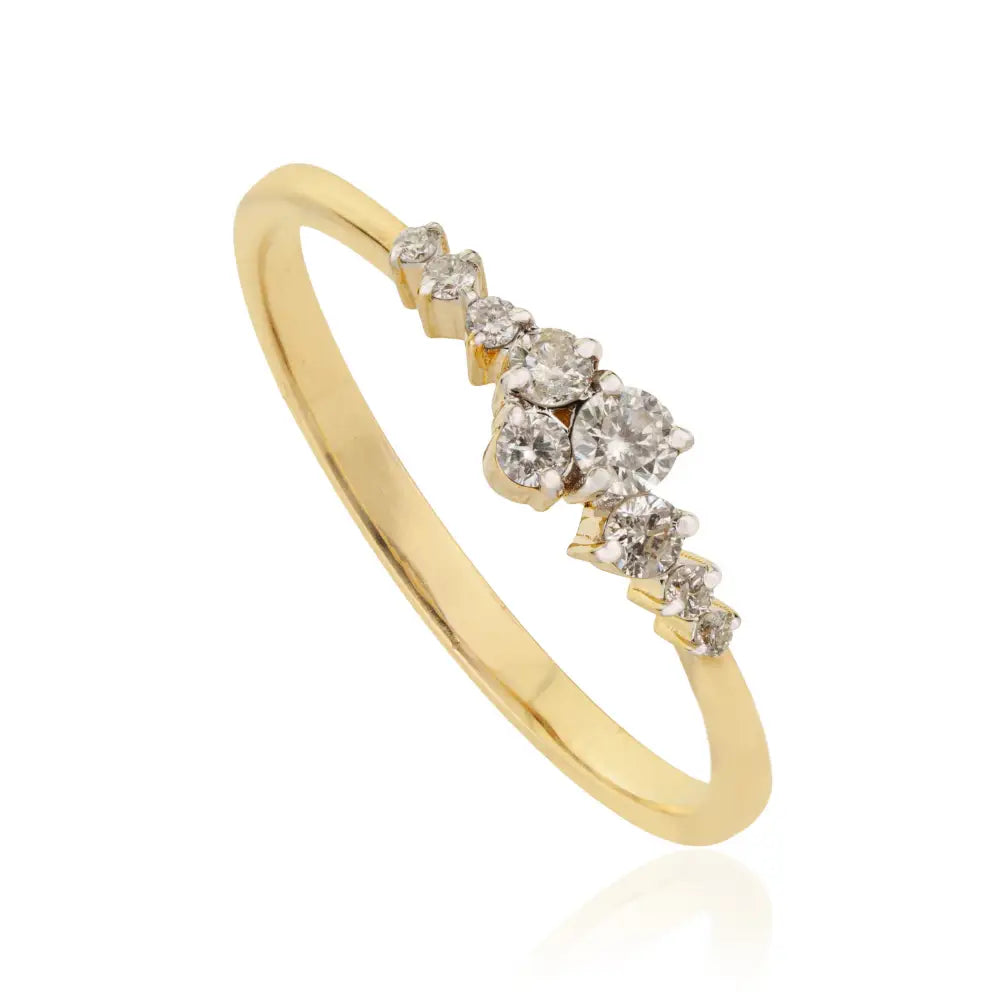 Simple Round Cut Diamond 14K Solid Yellow Gold Fine Stacking Ring Sparkle Jewelry Supplier