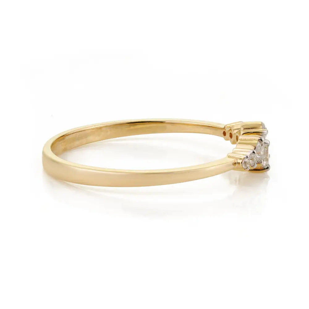 Simple Round Cut Diamond 14K Solid Yellow Gold Fine Stacking Ring Sparkle Jewelry Supplier