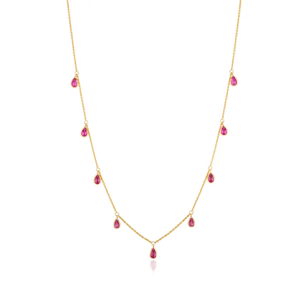 100% Natural 2.5ct. Ruby Gemstone Simple Charm Necklace Anniversary Gift 14K Yellow Gold