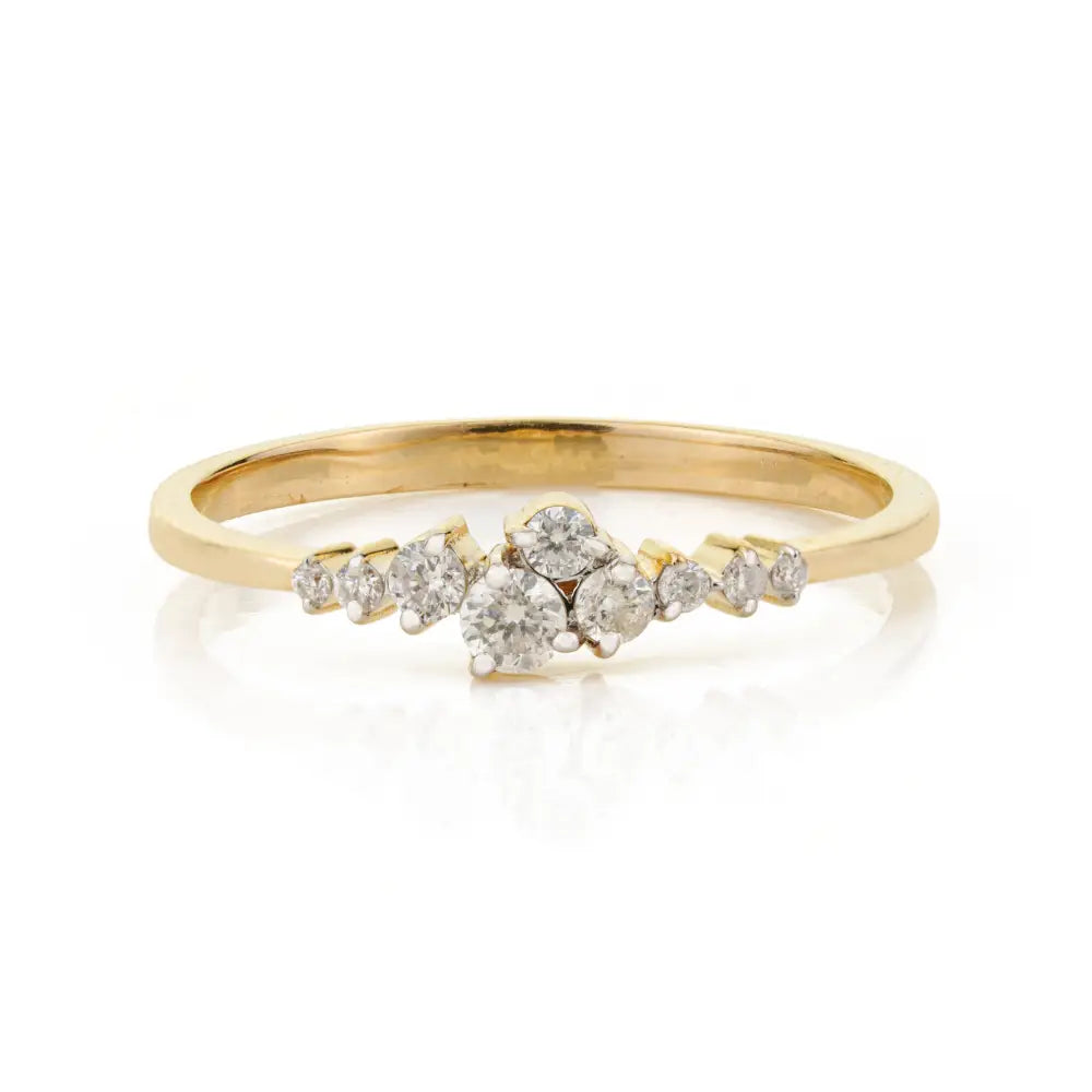 Simple Round Cut Diamond 14K Solid Yellow Gold Fine Stacking Ring Sparkle Jewelry Supplier