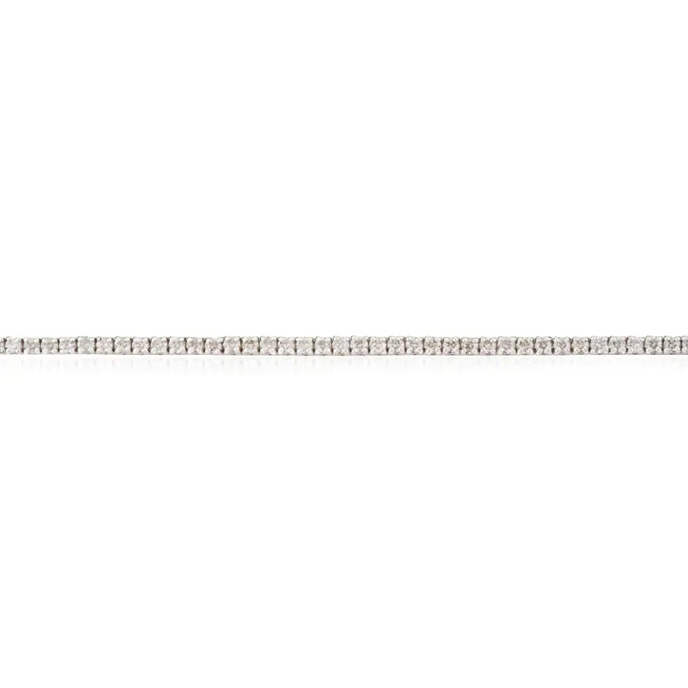 Simple Everyday Wear Natural Diamond Sleek Box Lock Tennis Bracelet 14K Pure White Gold