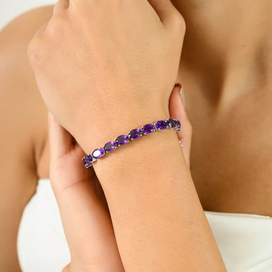 Exporter Bulk Order 100% Authentic Amethyst Statement Bracelet Pure 925 Sterling Silver Jewelry Wholesale