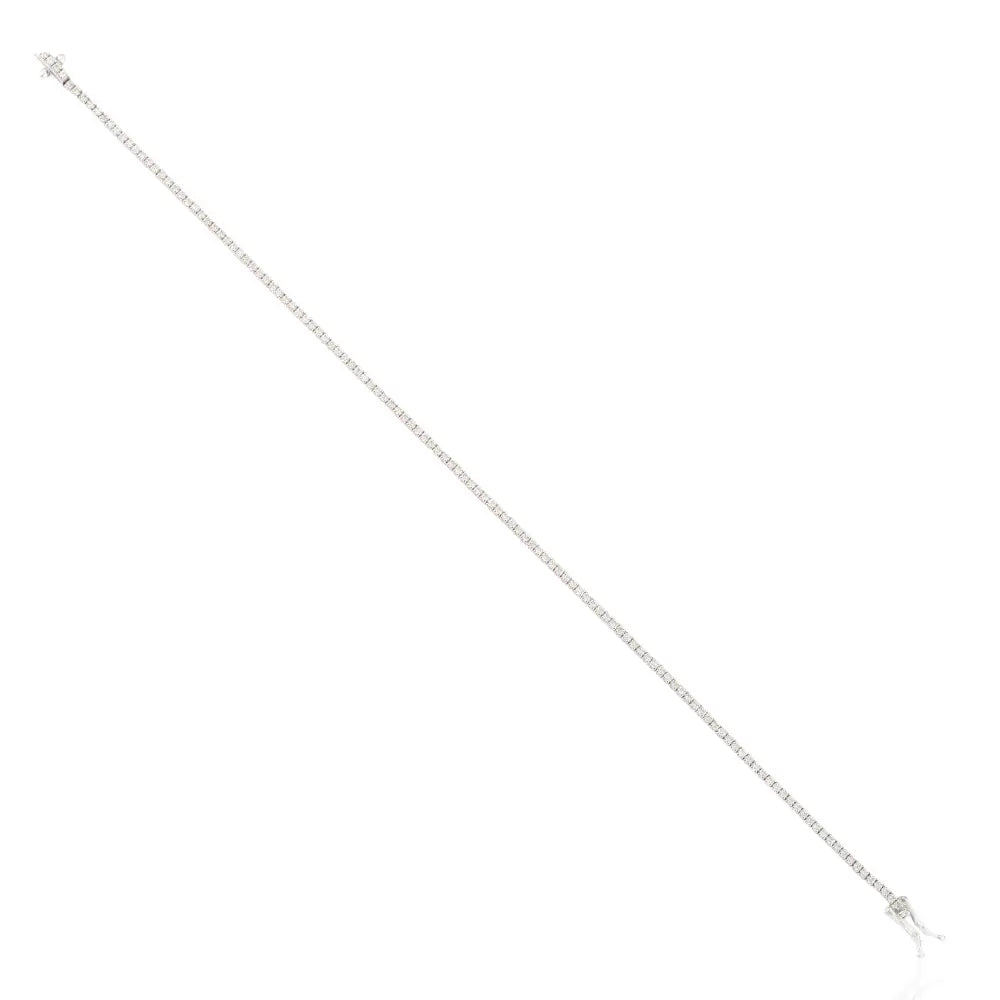 Simple Everyday Wear Natural Diamond Sleek Box Lock Tennis Bracelet 14K Pure White Gold
