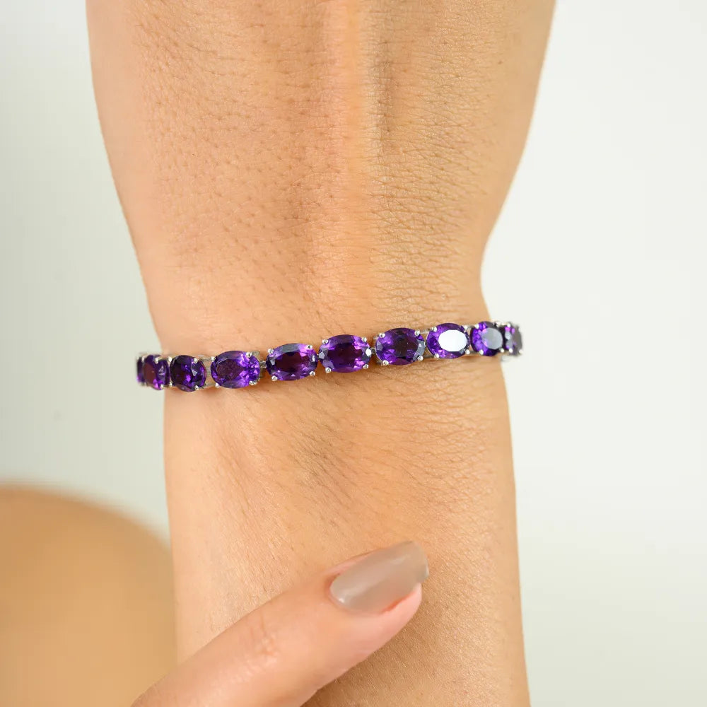 Exporter Bulk Order 100% Authentic Amethyst Statement Bracelet Pure 925 Sterling Silver Jewelry Wholesale