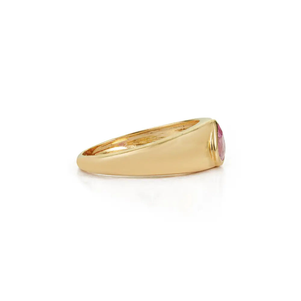 Pear Shape Pink Sapphire Real K14 Yellow Gold Chunky Dome Ring Bulk Jewelry Supplier
