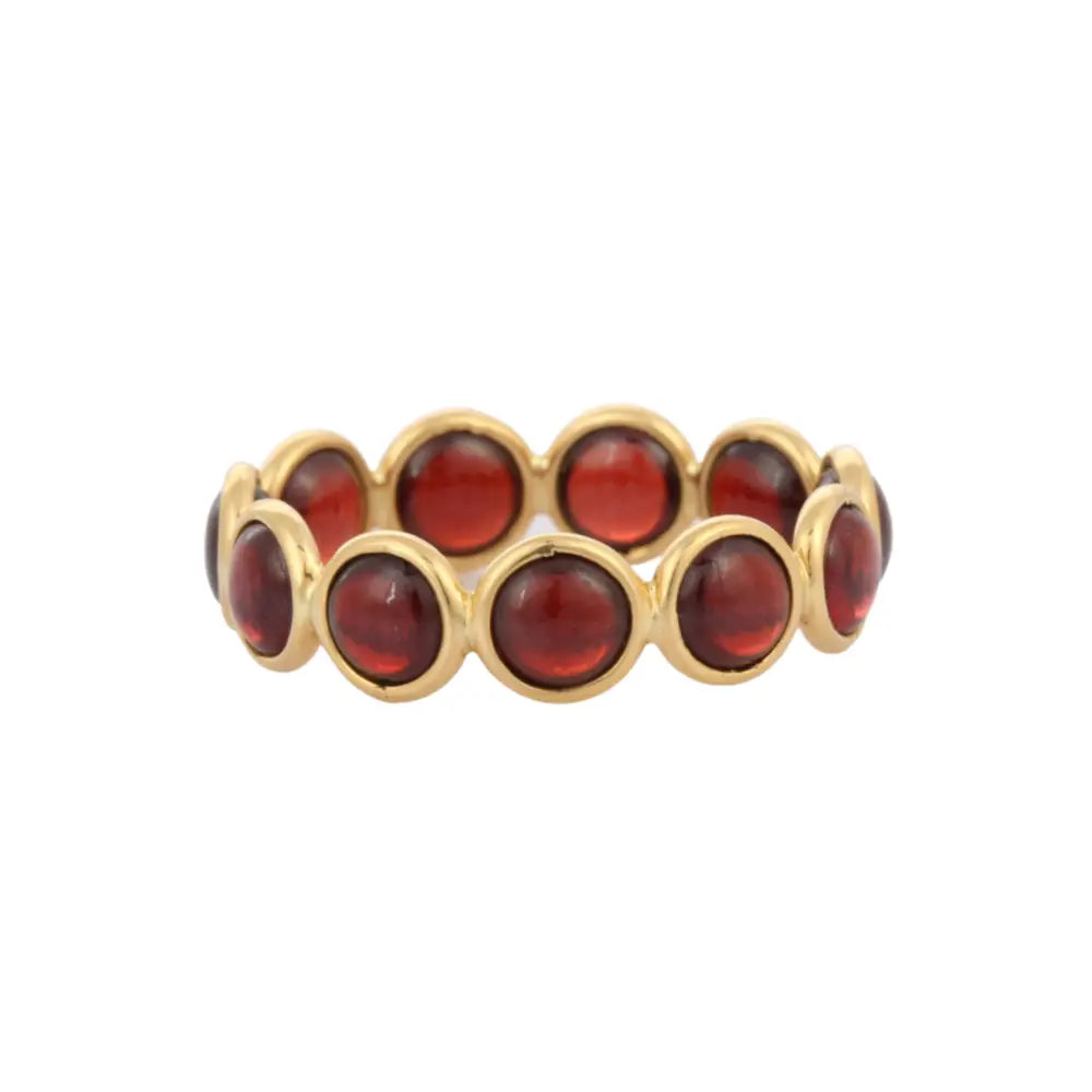 Bulk Jewelry Natural Garnet Round Shape 18K Solid Yellow Gold Eternity Band Ring