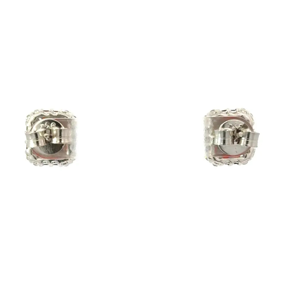 Elegant & Classic Style Real Garnet & American Diamond 925 Sterling Silver Minimal Stud Earrings