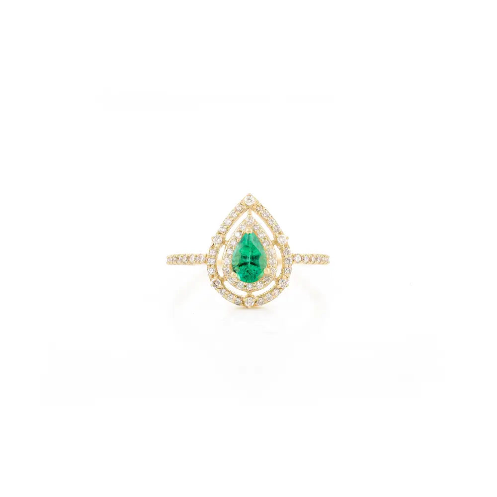 May Birthstone Natural Emerald & Diamond Engagement Ring Factory Custom Made Jewelry Manufacturer