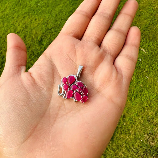 Gorgeous Top Quality Genuine Ruby Solid 925 Silver Elephant Pendant For Men & Women