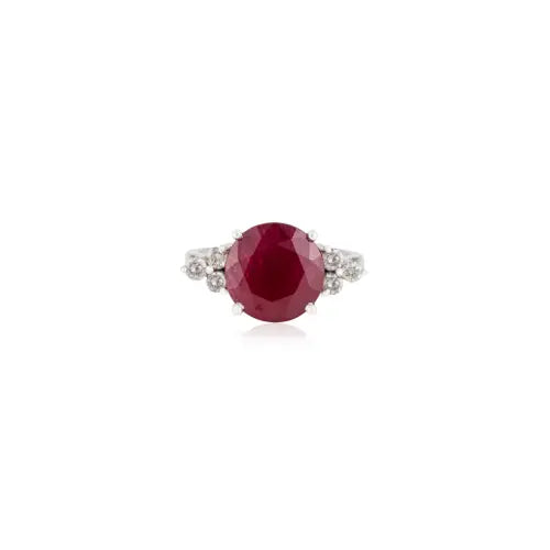 7.2 ct. Round Cut Ruby & Diamond 925 Sterling Silver Ring July Birthstone Fine Jewelry