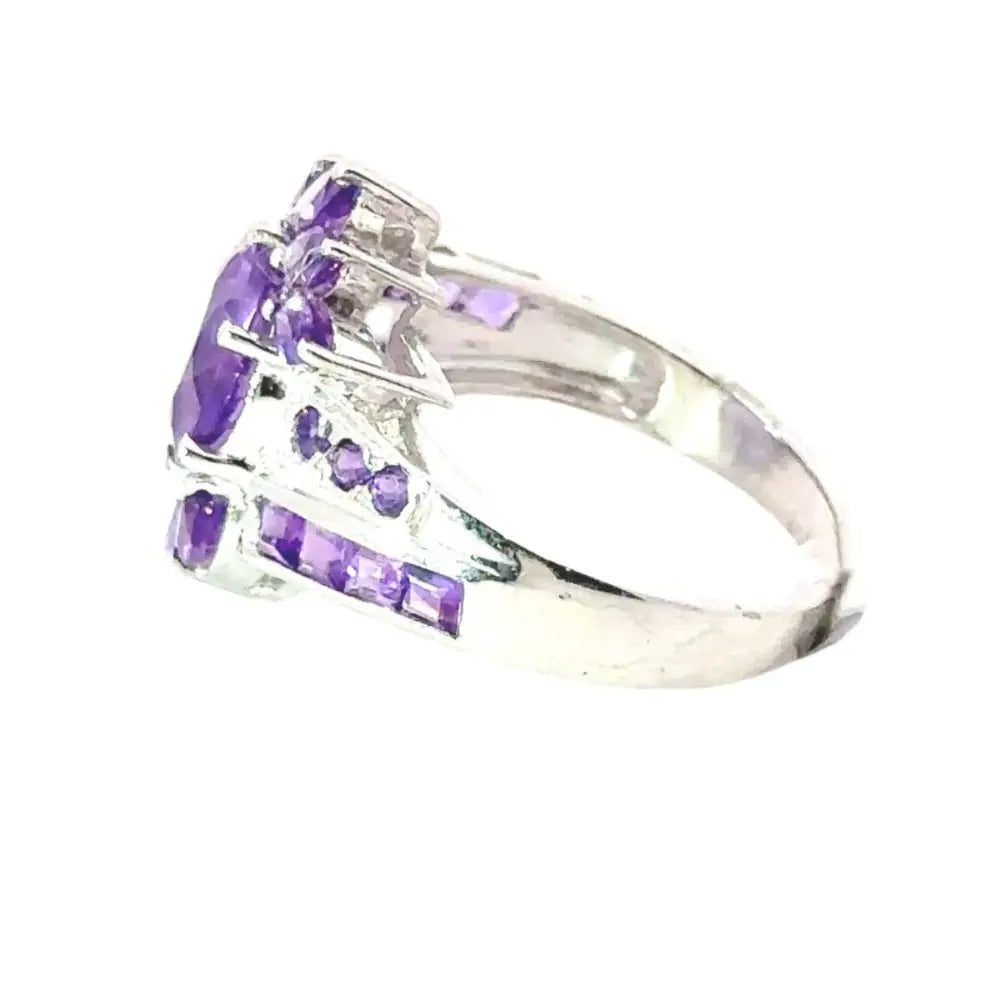 Delicate Modern Design Real Amethyst Febuary Birthstone Ring For Men Unique Jewelry