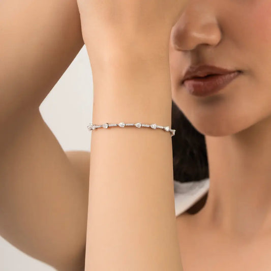 Handmade Natural Diamond 14K Real White Gold Fine Sleek Tennis Bracelet Wholesale Jewelry