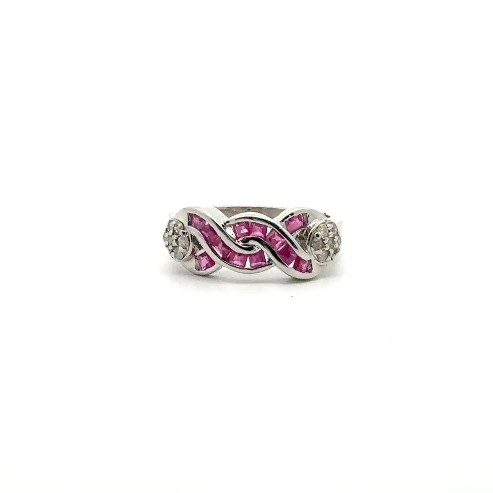 Stunning Fine Jewelry Ruby & American Diamond Band Ring Set In 925 Sterling Silver Latest Design