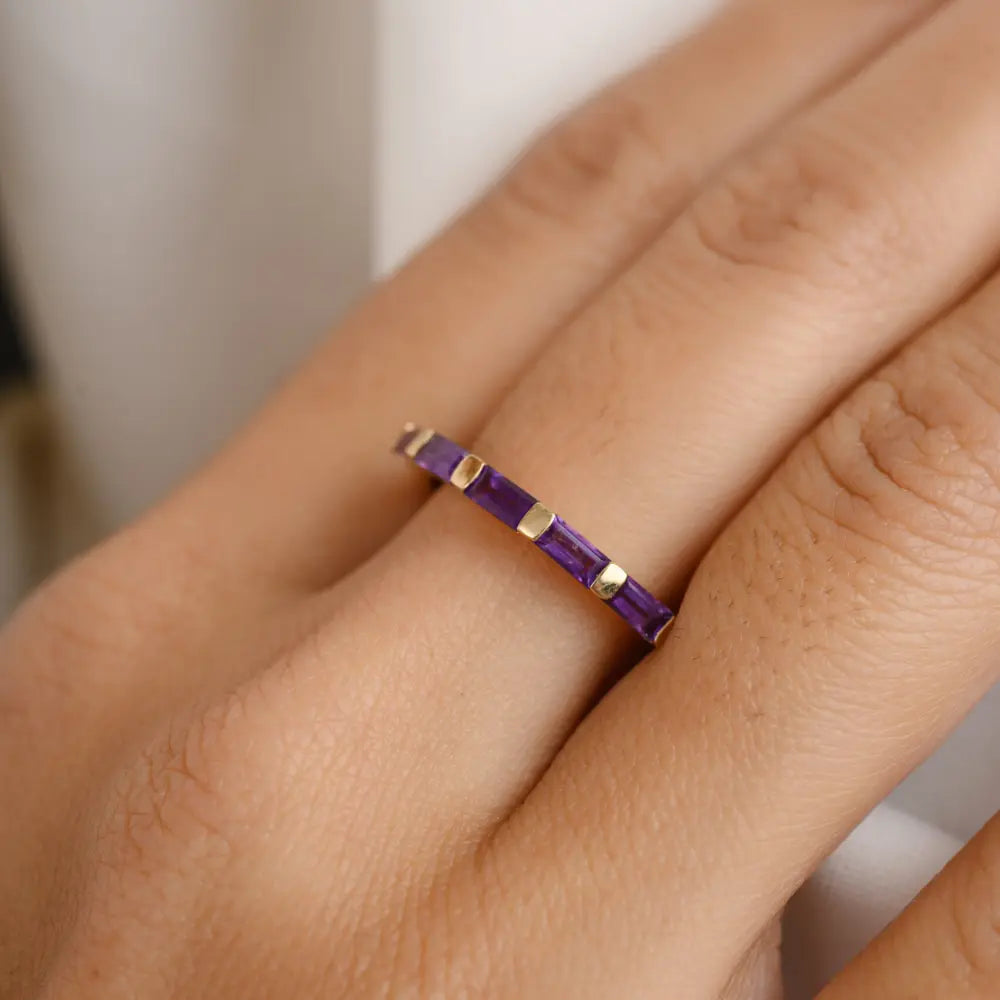 Trending Jewelry 14K Yellow Gold Natural Amethyst Engagement Ring