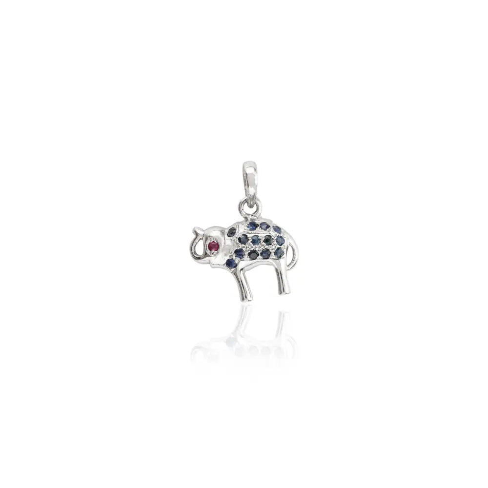 Wholesale 925 Sterling Silver Natural Ruby & Blue Sapphire Elephant Shape Pendant Gift For Her