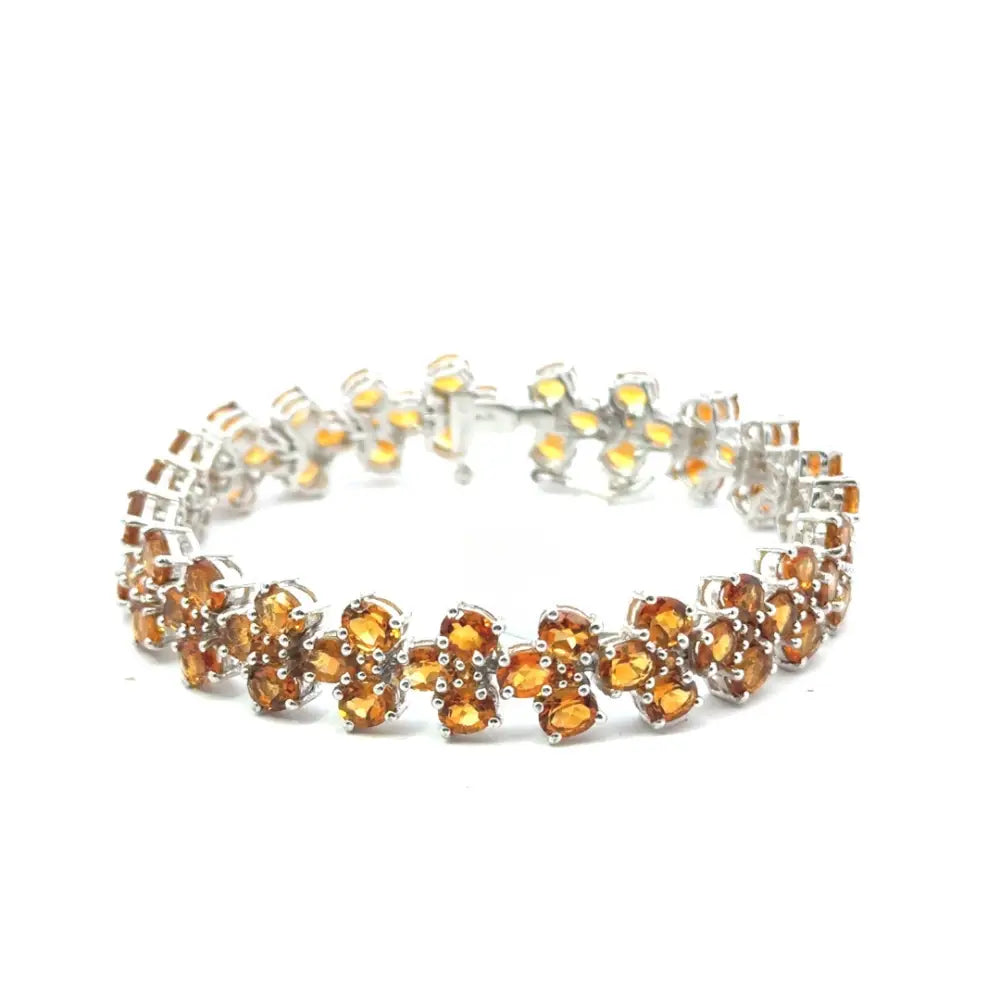 Semi Precious Gemstone 100% Natural Citrine Tennis Bracelet For Women Wholesale Fine Jewelry