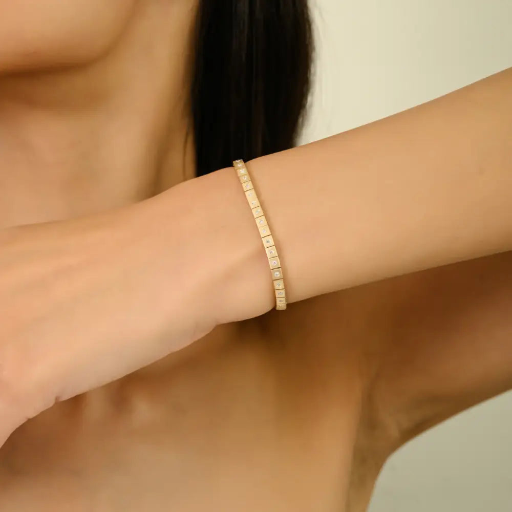 Wholesale Price Natural Diamond Tennis Bracelet K14 Solid Yellow Gold Best Selling Jewelry