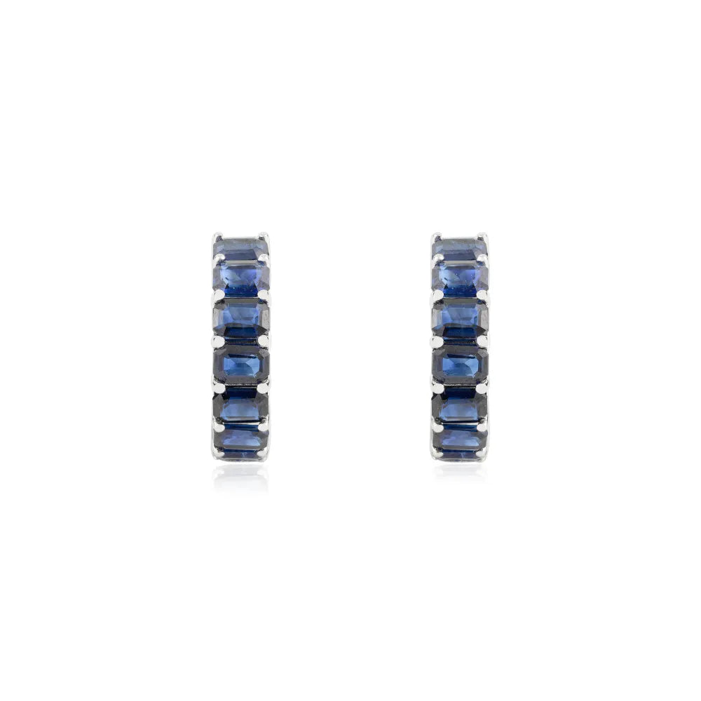 September Birthstone Wholesale Hoop Earrings In 100% Genuine Blue Sapphire Everyday Jewelry
