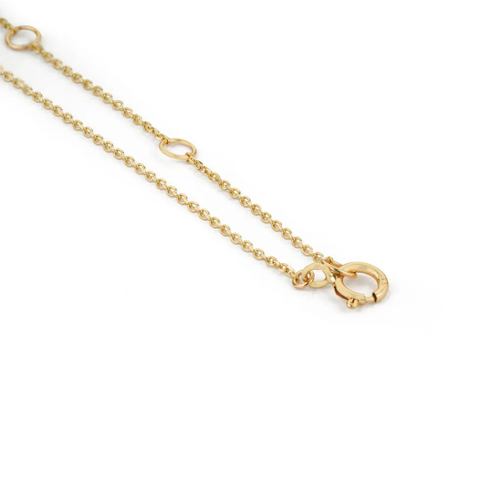 Precious Gemstone Fine Emerald Station Chain Necklace May Birthstone Pure 14K Yellow Gold Women's Jewelry