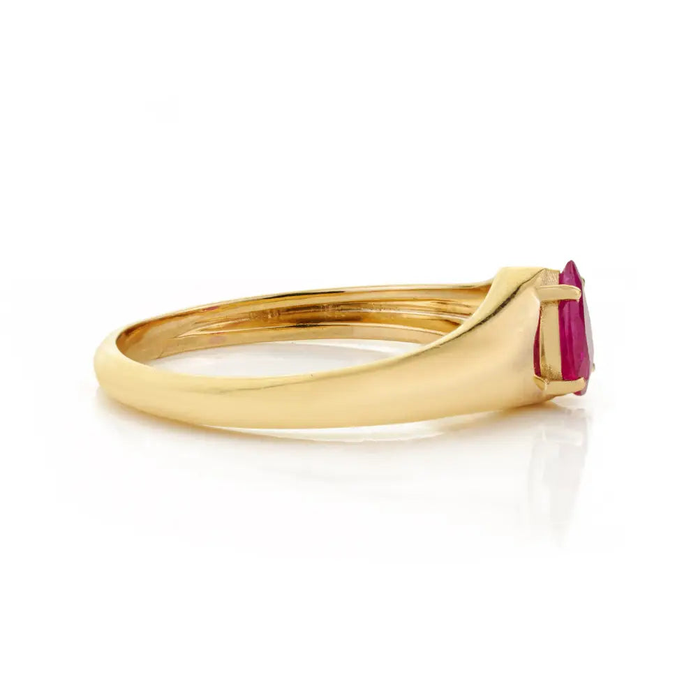 4x6 mm Pear Cut Ruby Gemstone Chunky Ring 14K Yellow Gold Anniversary Gift Jewelry