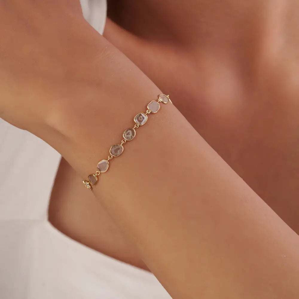 Latest New Arrivals Design 18K Yellow Gold Polki Diamond Station Bracelet Everyday Wear Jewelry For Unisex