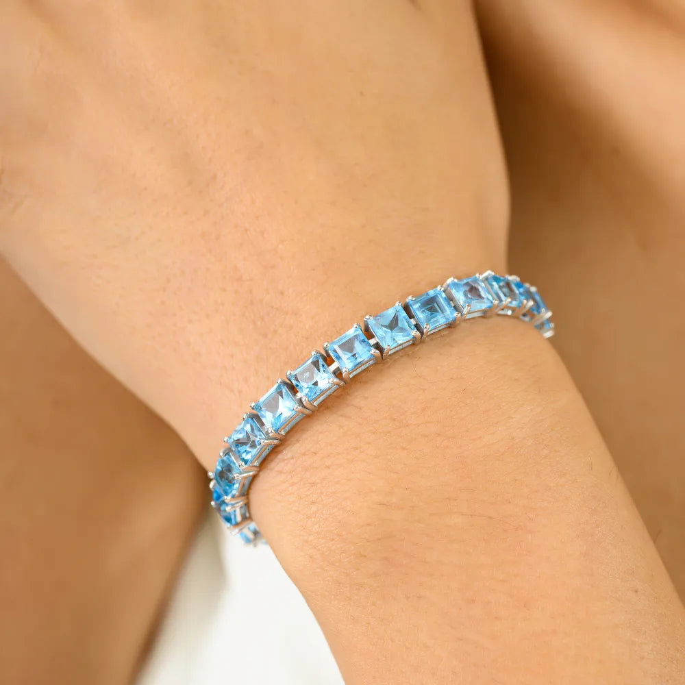 Best Selling Products Handmade Real Blue Topaz Statement Bracelet For Birthday Gift