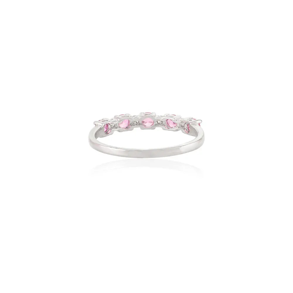 Handcrafted Pink Sapphire & Diamond 14K White Gold Half Eternity Band Ring